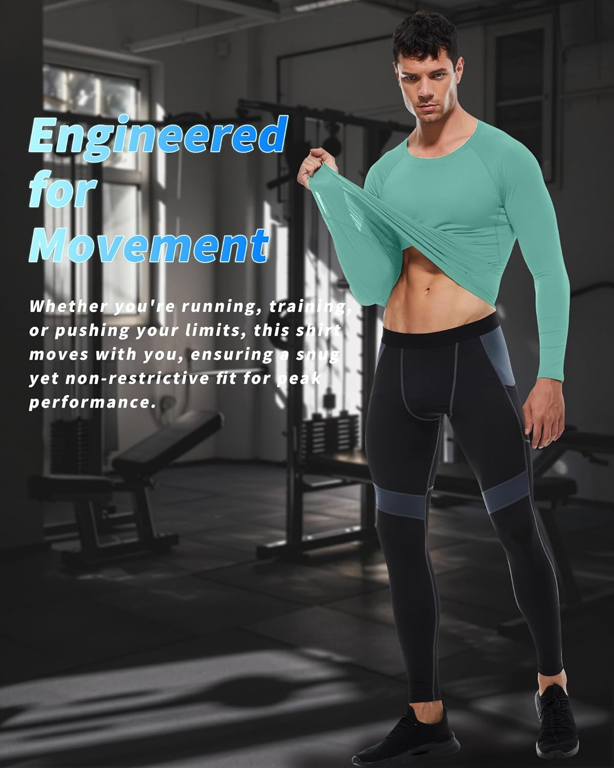 Men's Compression Shirt Long Sleeve Cool Dry Athletic Workout Tops Sports Base Layer Undershirts Running T-Shirt - Image 8