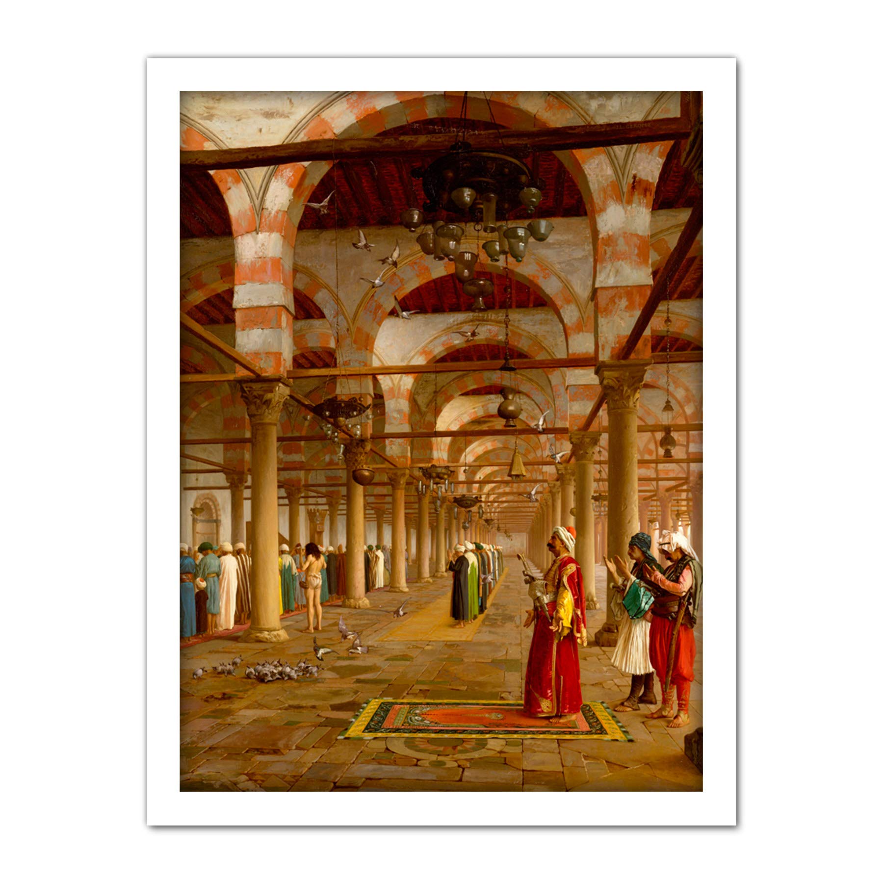 Gerome Prayer Mosque Islamic Painting Large Framed Art Print Poster Wall Decor 18x24 in