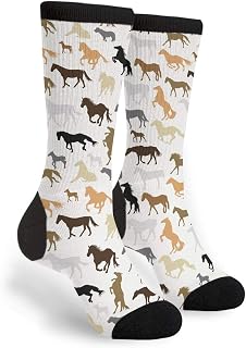351 Men Women Sports Socks Horse Silhouettes Hiking Socks Wicking Cushion Cushioned Socks Thick Walking Socks For Running Climbing Outdoor
