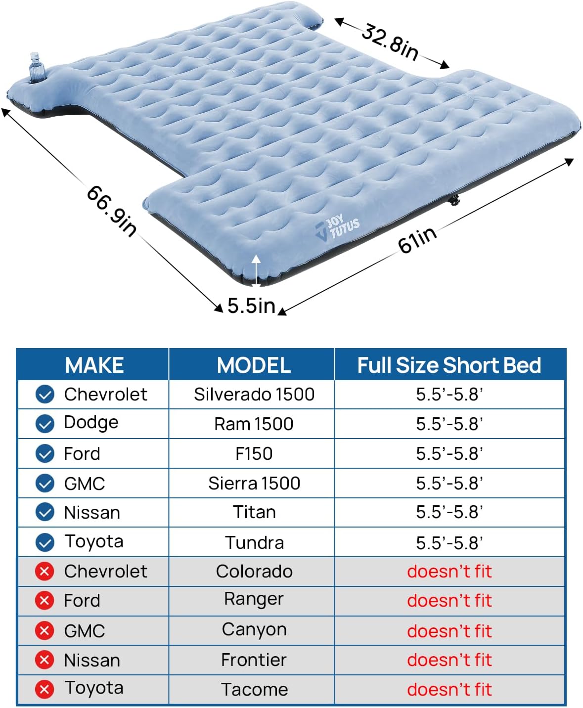 JOYTUTUS Pickup Truck Tent 2.0 +JOYTUTUS 3.0 Upgraded Light Version Truck Bed Air Mattress