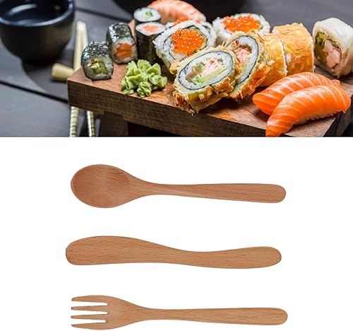 Miniatura 3 de Juego de cubiertos de madera, estilo japonés, juego de cultivo de madera de haya gruesa, utensilios de madera reutilizables para comer, juego de