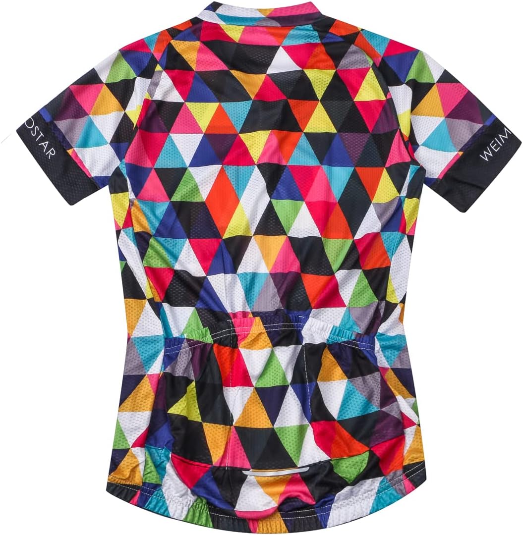 Weimostar Men's Cycling Jersey Short Sleeve Bike Clothing Multicolored Diamond