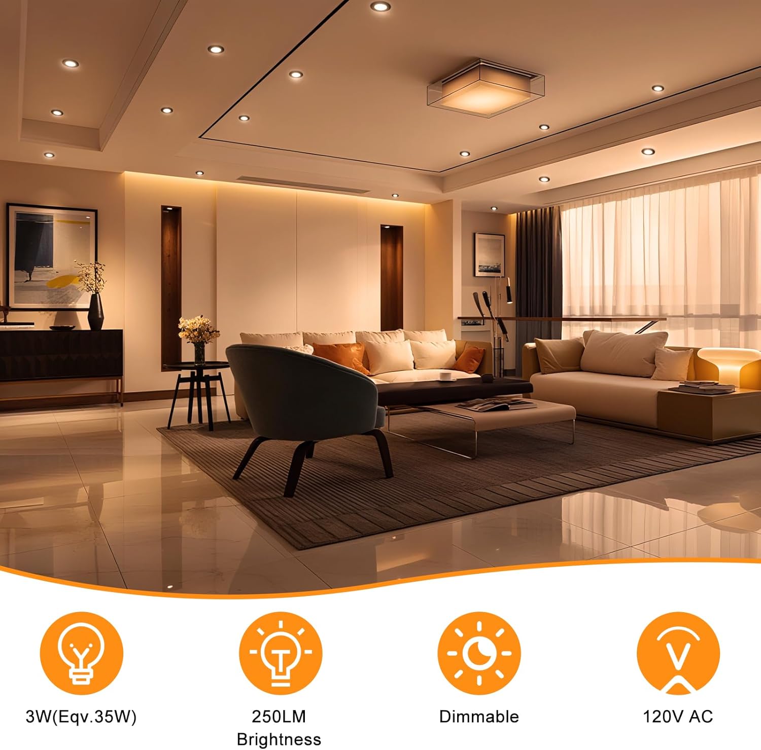 YGS-Tech 2 Inch LED Recessed Lighting, Dimmable Downlight 3W(35W Halogen Equivalent), CRI80, 2700K Ultra Warm White Ceiling Light with LED Driver(10 Pack)