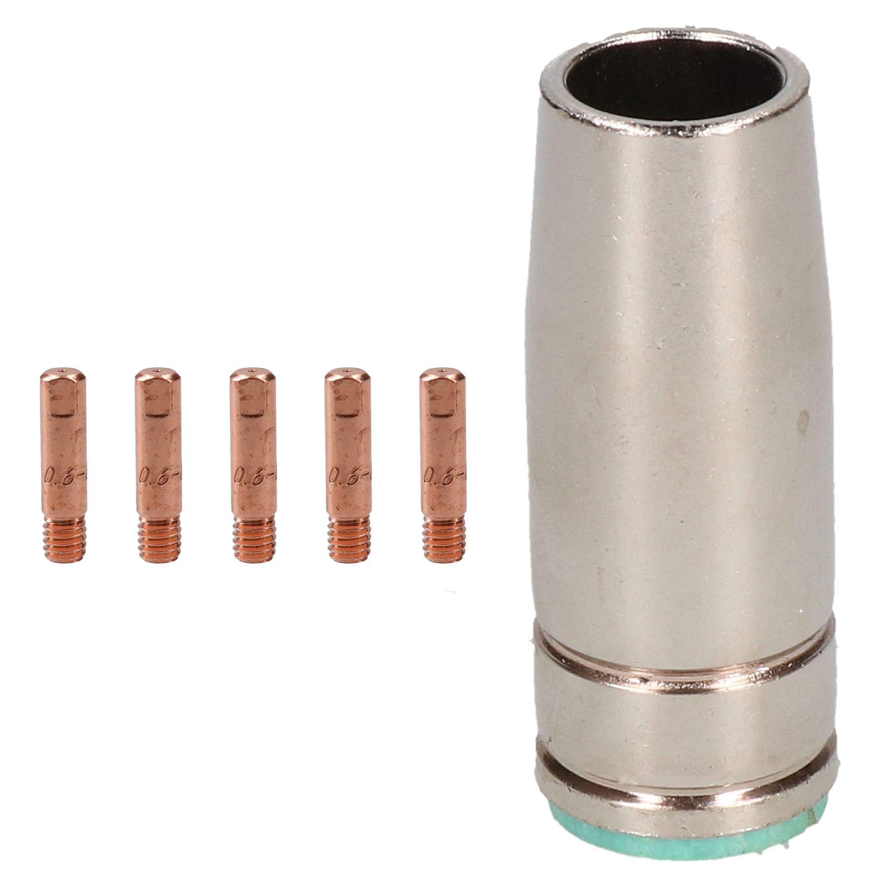 1 Shroud & 5 x 0.6mm Contact Tips MIG Welding Binzel Style Euro Torch MB25