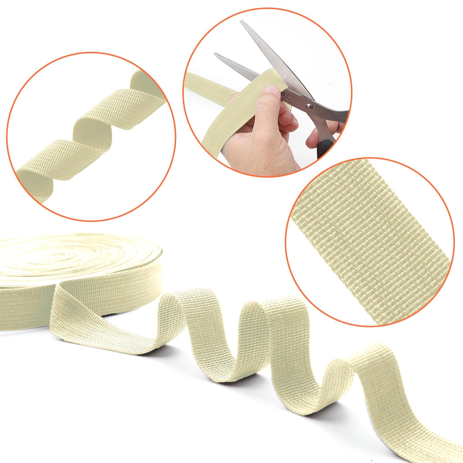 Mbsomnus 15M Tapicerka Pasek 20 mm Nylonowy Pasek Kremowy Bawełniany Wstążka Cięcie Taśmy Żaluzje Uszczelnienie Pasy Do Plecaków DIY Plecak Bagażnik Torby Paski Dla Psa