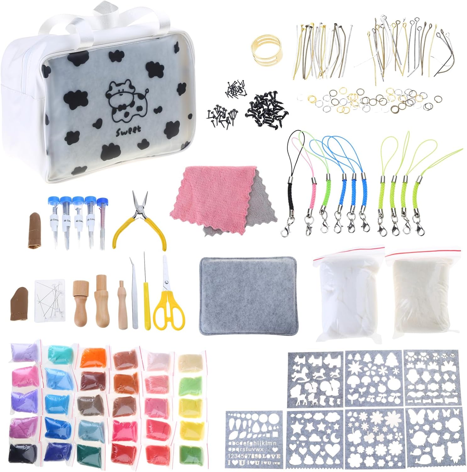 Needle Felting Starter Kits Multicolor Wool Roving Wool Felt Tools Included Felted Mold Pack Felting Supplies
