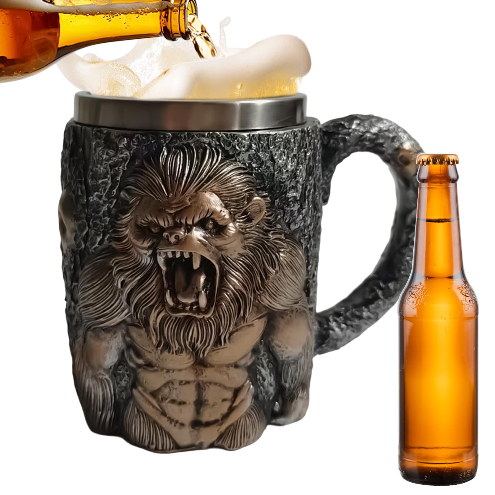 Tasse à café singe féroce de 400ml idéale en camping et pique-nique