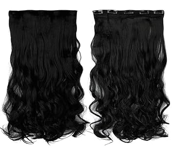 Kabello Synthetics Hair Extension for Women And Girls/Hair Extensions/Hair Extensions Clip (1 Pcs, 5 Clip Curly (Black) + Free Bun Maker Tools Pack Of 1