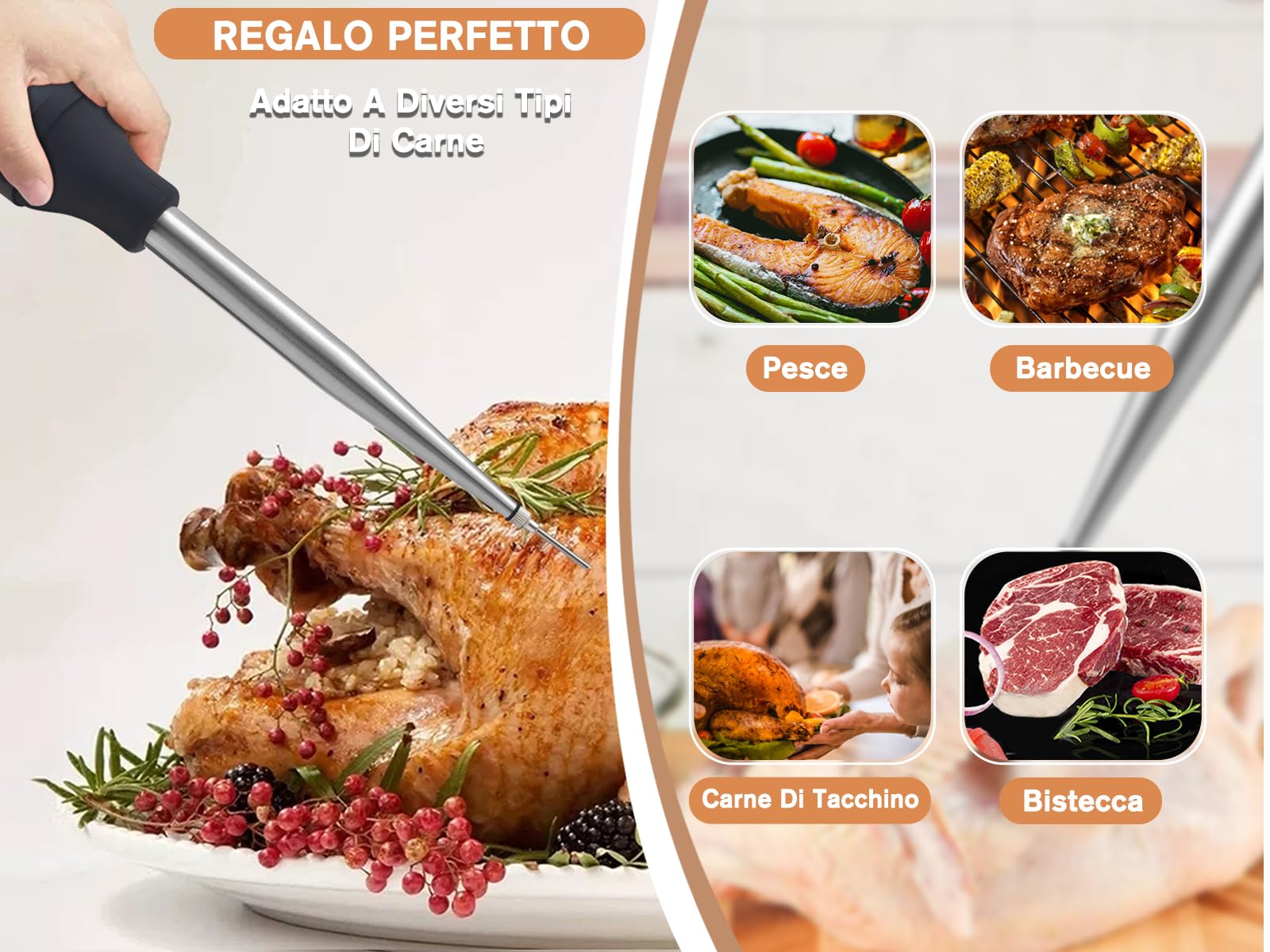 Set di Siringhe per Arrosti in Acciaio Inossidabile, Siringa per Alimenti da Cucina, per Barbecue, Marinatura