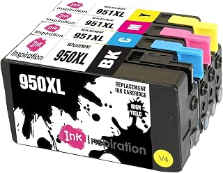 Ink Inspiration® Replacement for HP 950XL HP 951XL 950 951 XL Ink Cartridges 4-Pack, Use with HP OfficeJet Pro 8600 8610 8620 8100 251dw 276dw 8615 8616 8625 8630 8640 8660, Black/Cyan/Magenta/Yellow