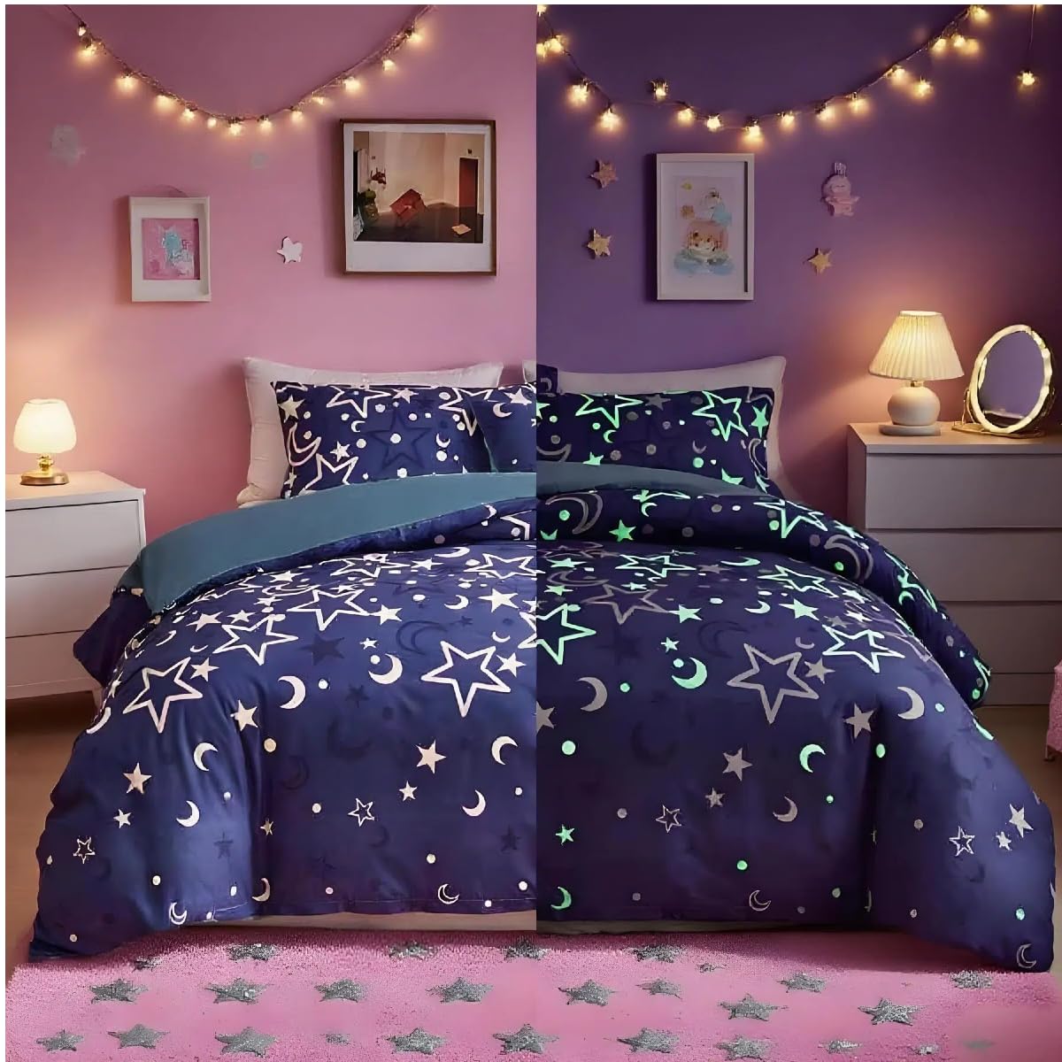 Housse de couette phosphorescente galaxie pour lit king-size de chambre d'enfant