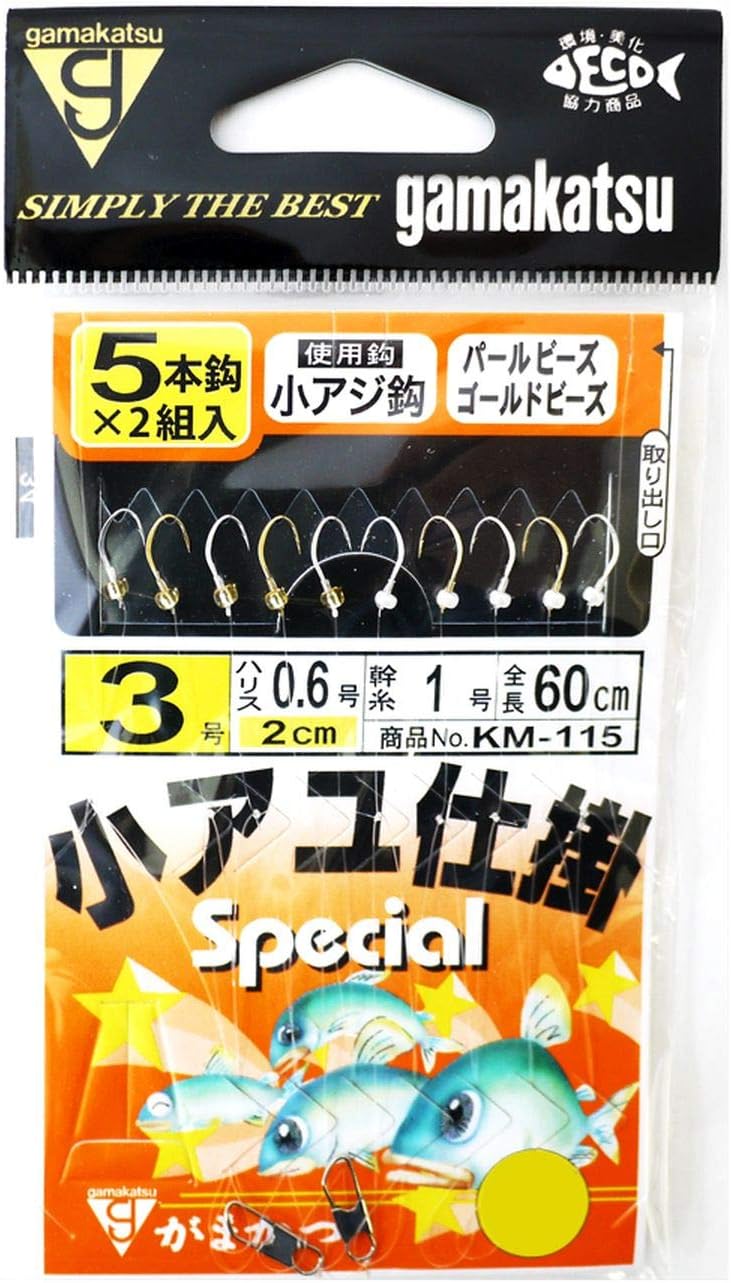 Gamakatsu Small Sweetfish Small Horse Mackerel White Gold, 5 Pieces, Pearl Beads & Gold Beads, 2 Pairs 3-0.6.