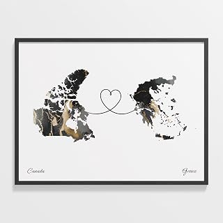 Australia to Kenya Print, Kazakhstani Marble Two Countries Map Poster, Travel Art