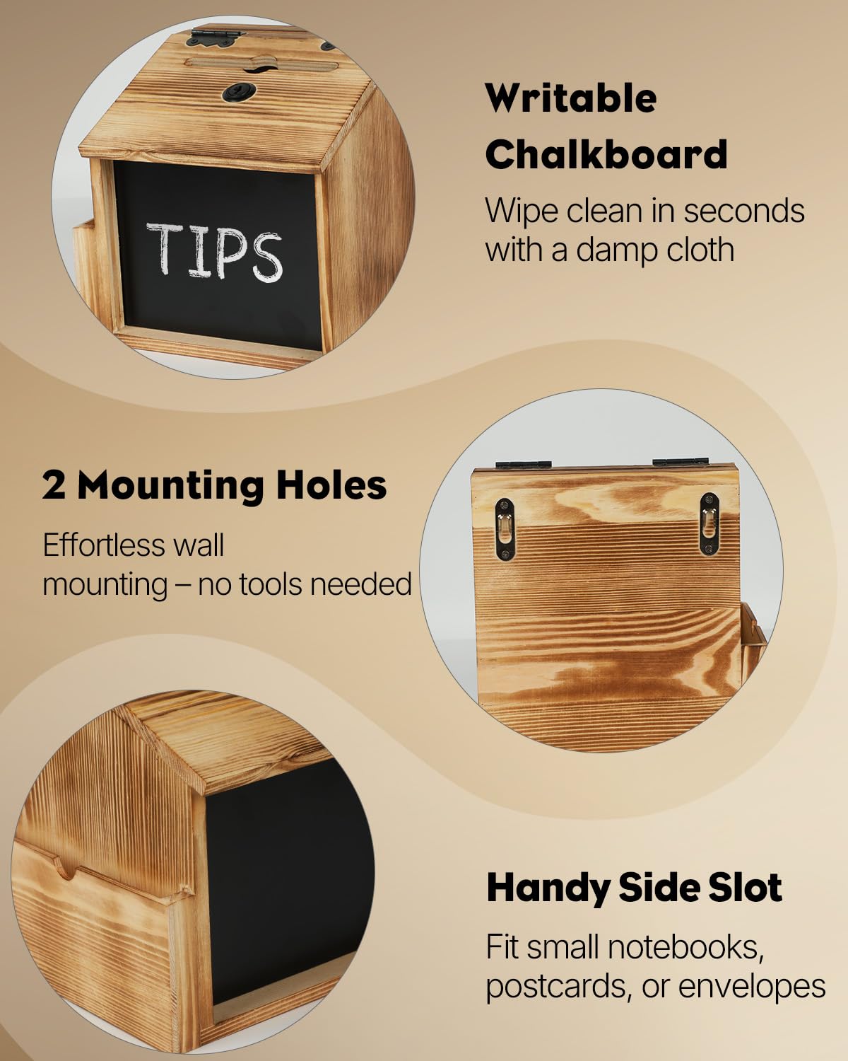 Uniclife Vorschlag Box mit Schlitz und Schloss, Holz Spende Boxen, Gebetsbox mit Tafel & Karte Acrylplatte, Holzkiste, Wahlurnen für Hochzeit, Kirche & Klassenzimmer