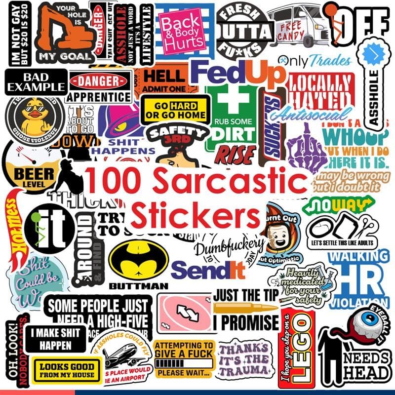 11 Strokes Set of 100 Sarcastic Stickers - Funny Stickers, Meme Stickers for Phone Case, Self Adhesive Aesthetic Stuff Laptop Aesthetic Laptop Accessories