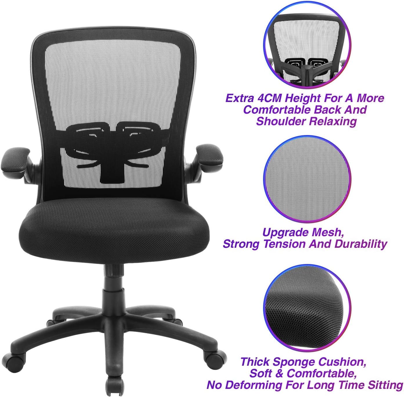 Buy Office Chair Clearance Ergonomic Desk Chair With Adjustable Height Lumbar Support High Back Mesh Computer Chair With Flip Up Armrests Task Chairs For Home Office 300lb Executive Chair Online In