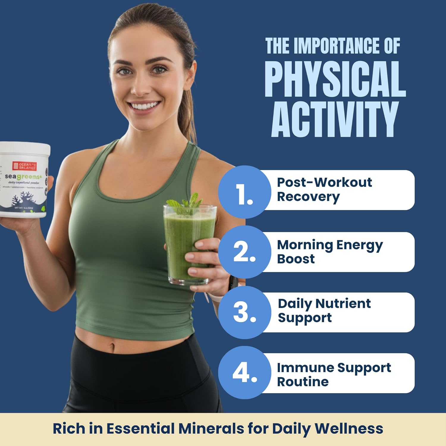 Ocean’s Balance Seagreens+ Daily Superfood Powder — Organic Seaweed Greens Powder with Dulse & Seagreens for Energy, Digestion & Immune Support — Vegan, Gluten-Free, Non-GMO (8oz)