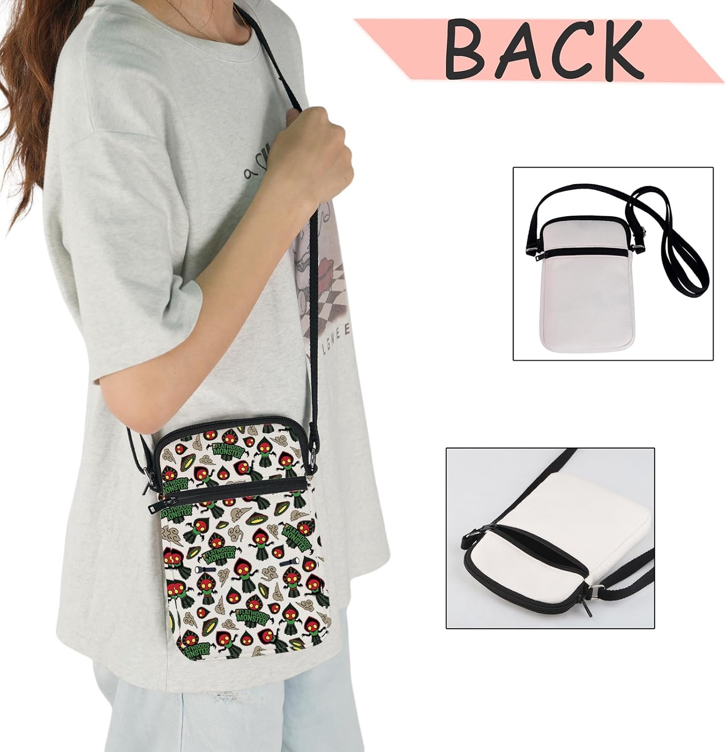 JXGZSO Flatwoods Monster Cryptid Crossbody Bag Cryptozoology Gift Cryptid Creature Gift Mythical Flatwoods Monster Handbag - Image 5