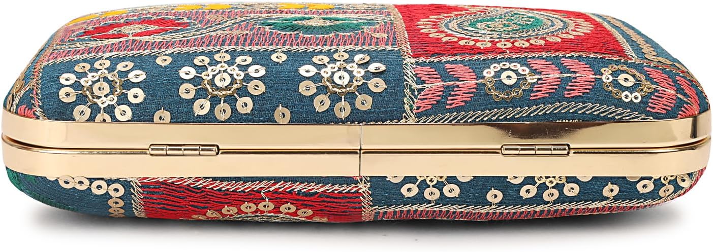 Hand Crafted LONGING TO BUY Designer Box Clutch - Zari Embroidery Hand Clutch