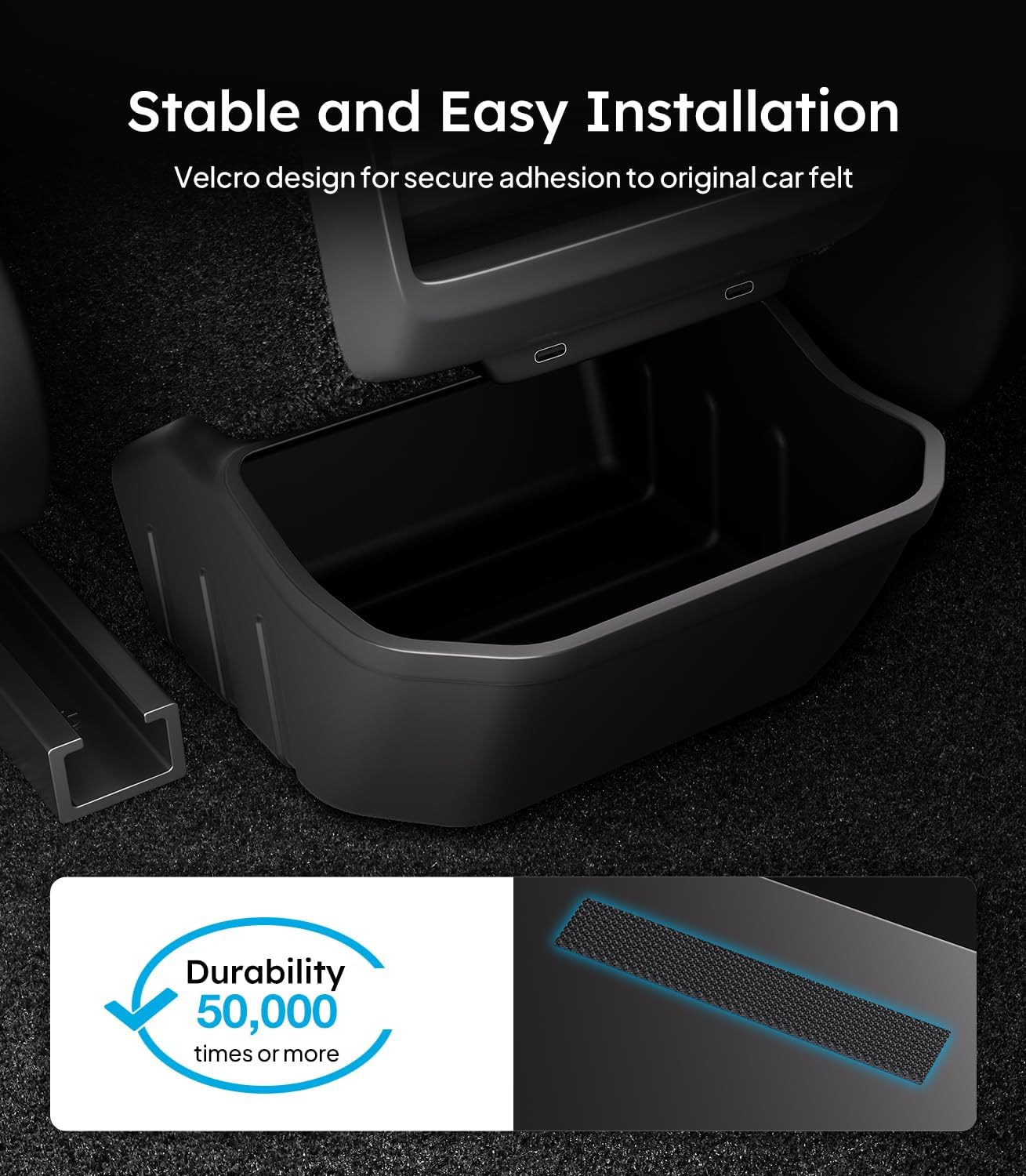 Wigoo 2026 Upgrade Tesla Model 3 Highland Accessories Rear Center Console Organizer [Partitioned Storage & Stable Installation] Backseat Storage Box for Tesla Model 3 2024~2026 - Obsidian Series