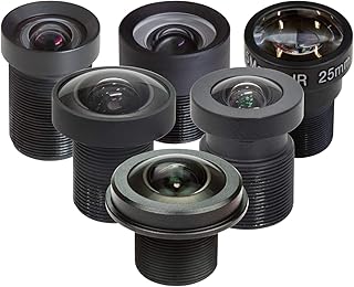Arducam M12 Lens Kit for Raspberry Pi HQ Camera (Type 1/2.3), 20 to 180 Degrees Telephoto, Wide Angle, Fisheye Lenses with M12 to CS-Mount Adapter, Locking Ring, Cleaning Cloth and More