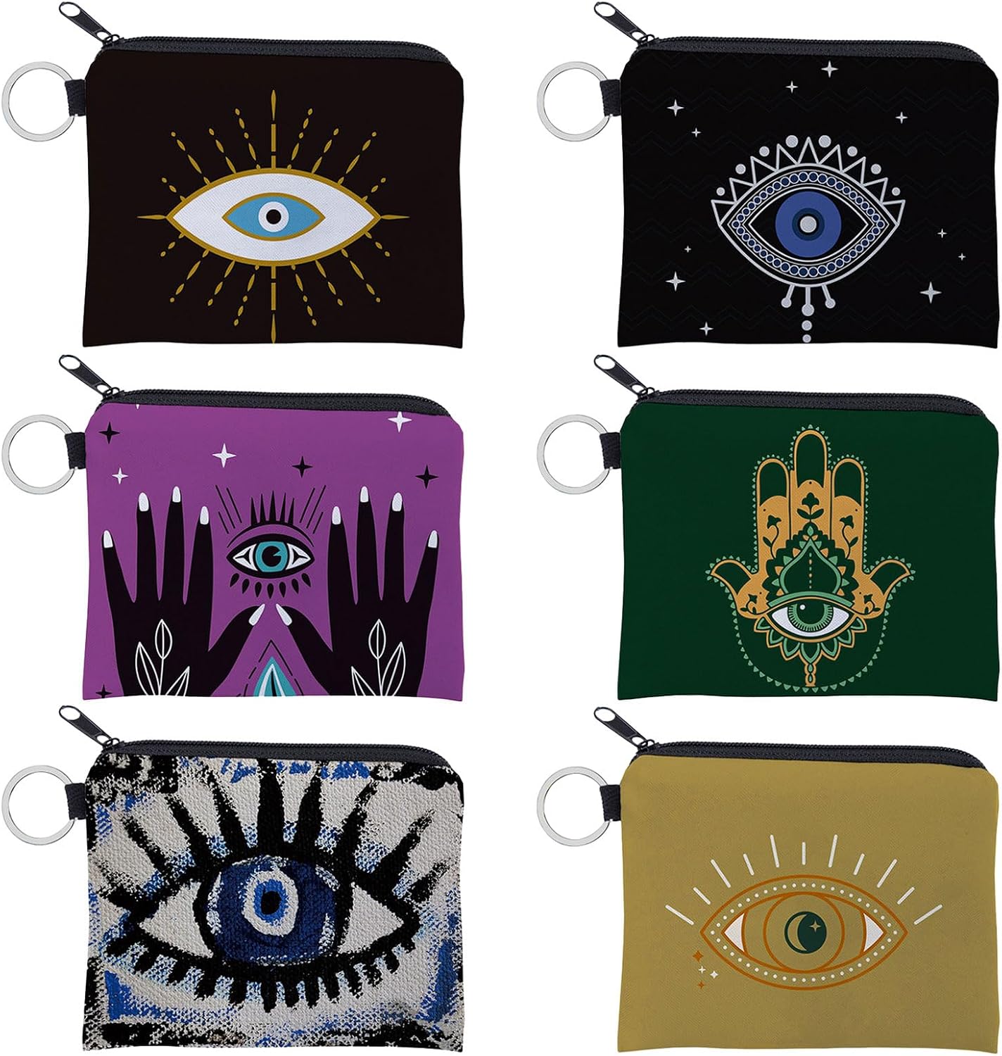 6 x Mini Fabric Zip Pouches for Change