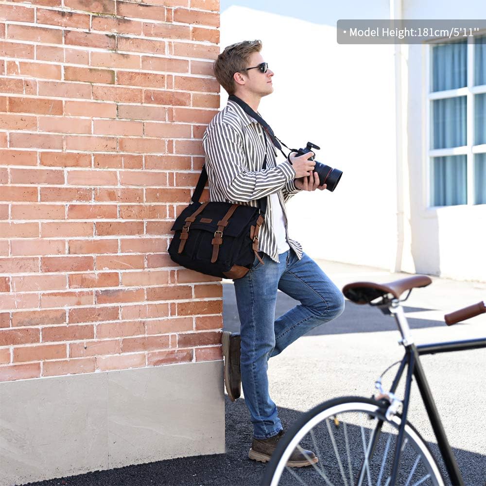 Best Seller Kattee Leather Canvas Camera Bag Vintage DSLR SLR Messenger Shoulder Bag Flash Deals - 60% OFF Kattee Leather Canvas Camera Bag Vintage DSLR SLR Messenger Shoulder Bag