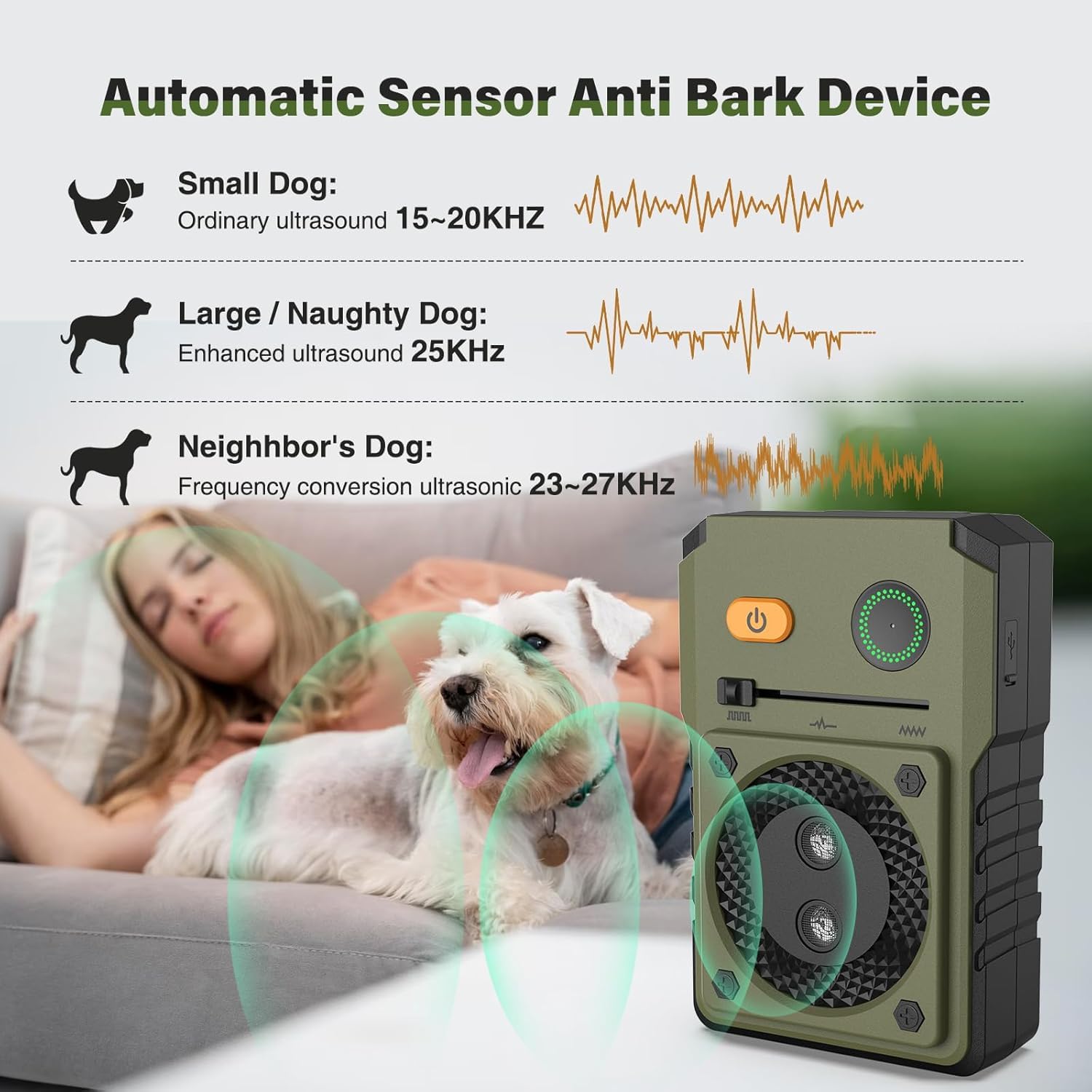 Anti Barking Device for dogs,Auto Stop Barking Dog Device,Rechargeable Ultrasonic DogBarking-Control,IPX4 Ultrasonic Dog Barkingwith 50FT-3 Levels Bark Stopper forDog,Safe SonicdogBarkingControl - Image 4