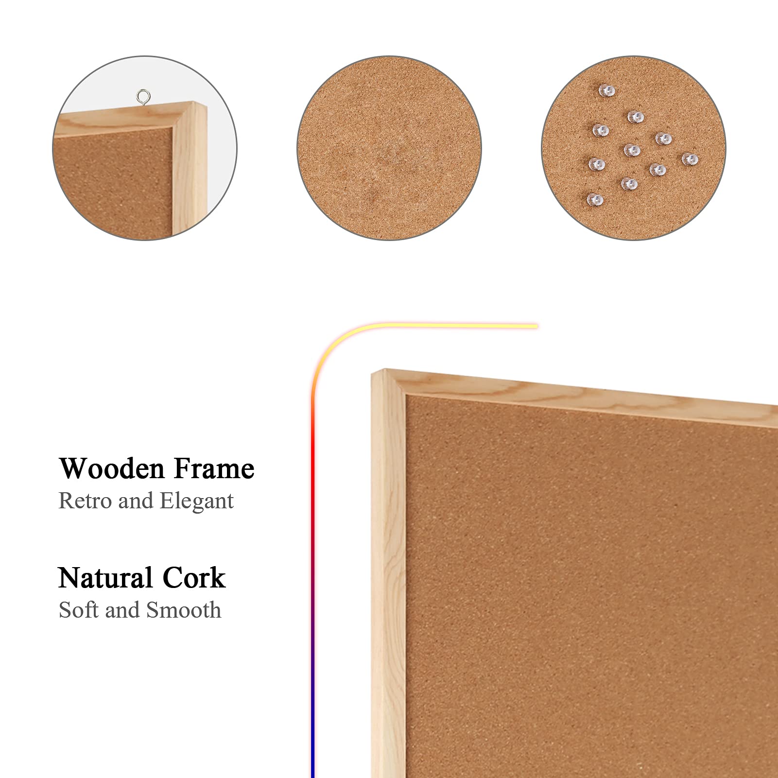 Kork-Pinnwand Mit Holzrahmen – Doppelseitig, 60x90 Cm, Für Büro, Schule Oder Zuhause, Inklusive Pins