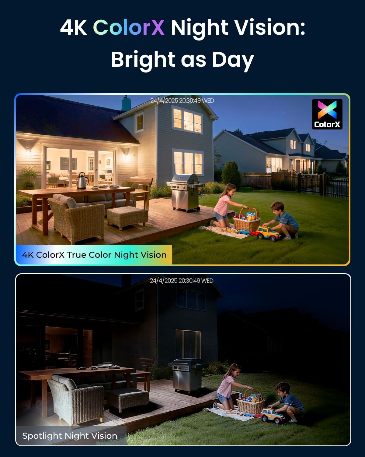 REOLINK 4k PoE Security Camera System, True Color Night Vision, Indoor Outdoor Surveillance, Smart Human/Vehicle/Pet Detection, 4xCX820 & 1x8CH NVR RLN8-410, Pre-Install 2TB