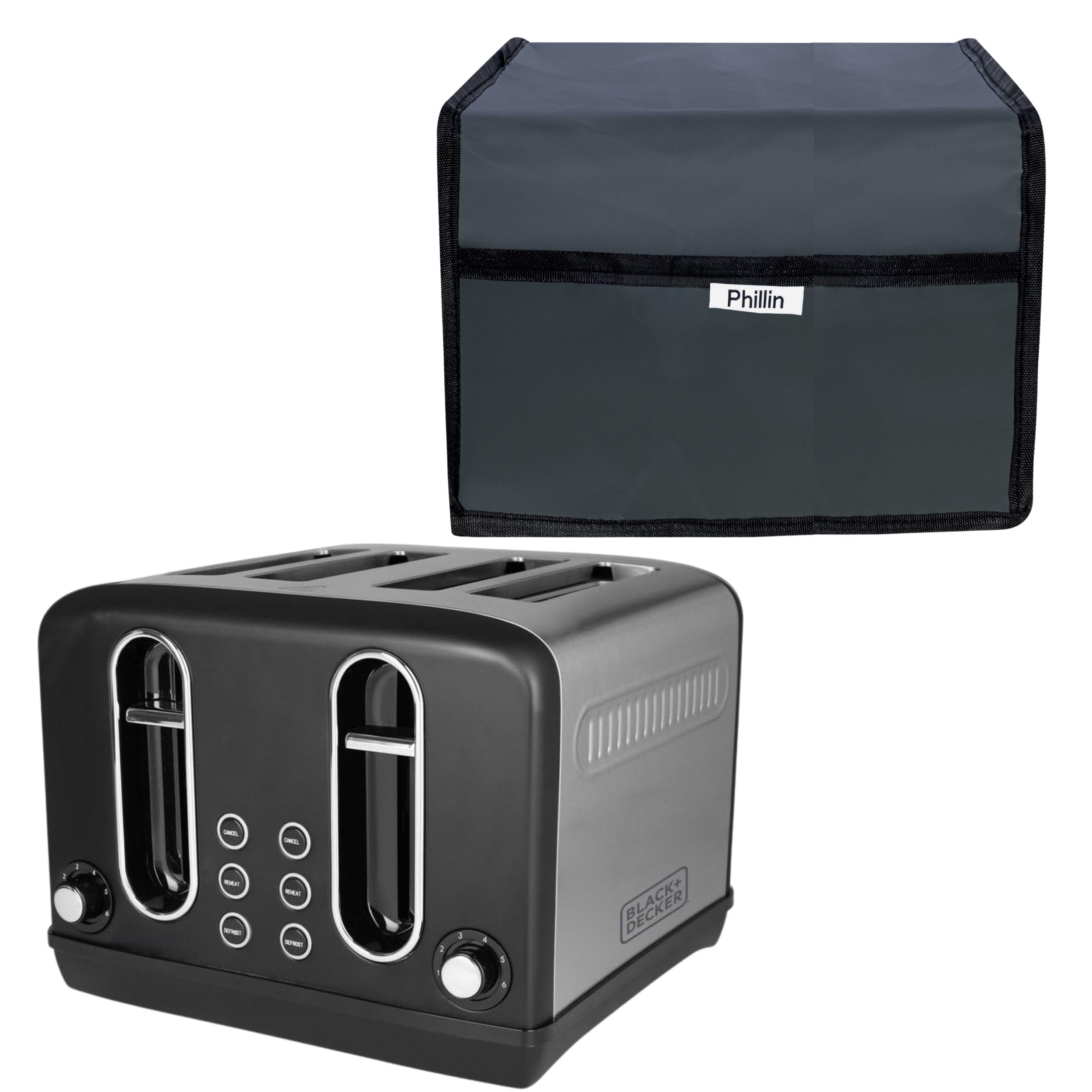 Toaster Cover for Black+Decker Toaster 4-Slice Pop Up Bun Warmer - Kitchen Appliance Protective Case - 12x12x8 Inch (Grey)-image-45