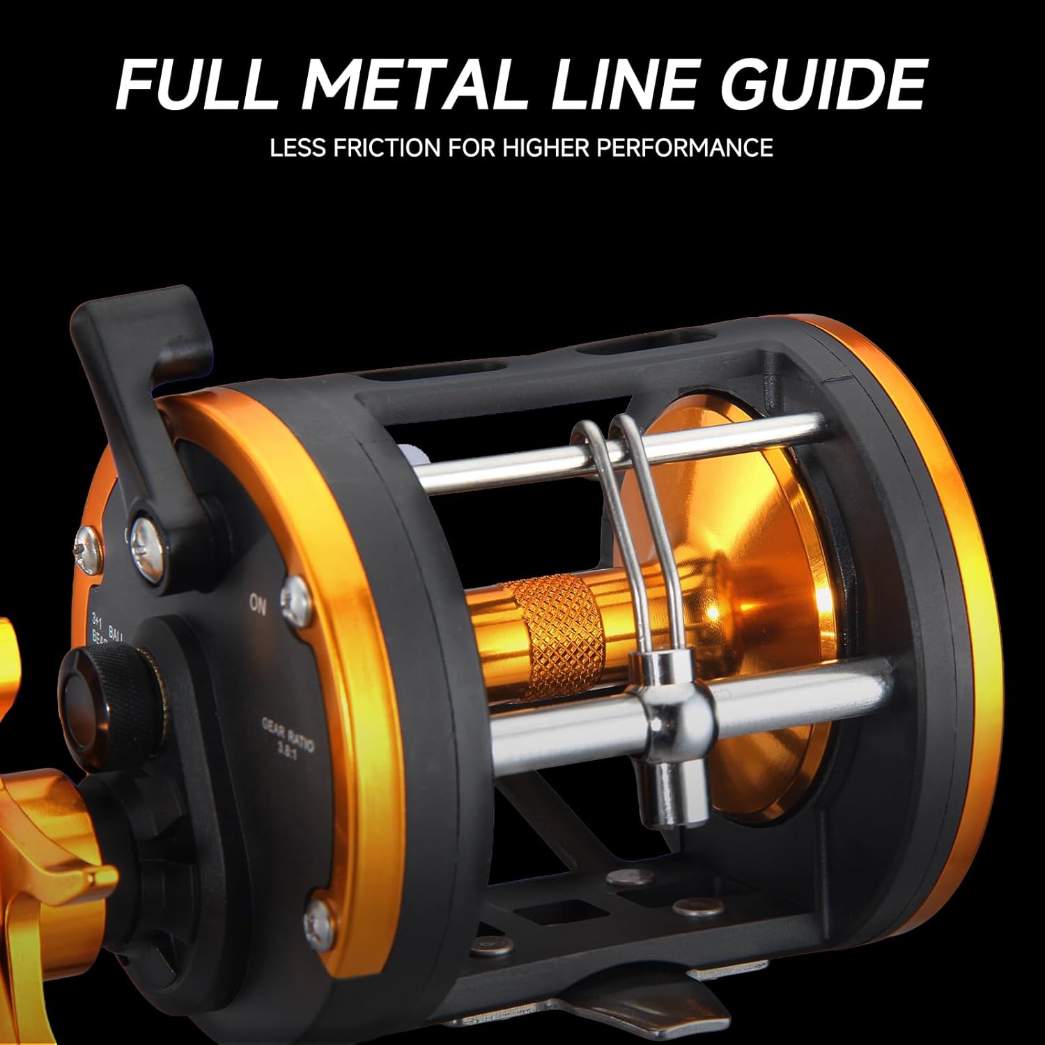 HAUT TON Vortex Baitcasting Fishing Reels, Saltwater Inshore Surf Trolling Reel, Round Baitcaster Reel Up to 44LBS Powerful Max Drag, Conventional Reel for Catfish, Musky, Salmon