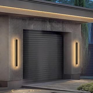 39inch 2 Pack Outdoor Wall Lights, Black LED Exterior Light Fixtures Wall Mount, Modern Outdoor Sconce, Long LED Linear Outside Lighting for Garage, Front Door 3000K