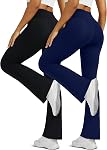 Flare Leggings for Women with Pockets 2pack High Waisted Crossover Flare Leggings Bootcut Yoga Pants