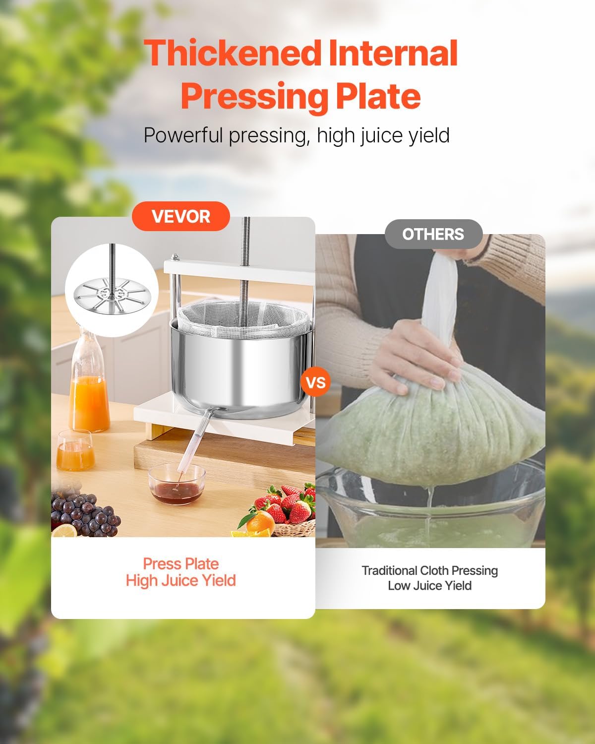 VEVOR Pressoir à Fruits Manuel 12 L Pressoir à Vin en Bois Massif avec 6 Blocs de Pressage Presse-Fruits Manuel Longue Poignée Broyeur de Fruits Légumes pour Pressage de Vins Jus de Fruit Cidre Purée