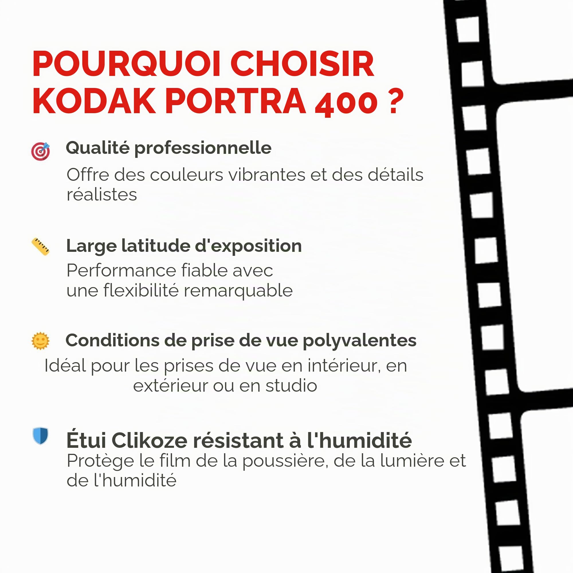 Kodak Portra 400 120 Pellicule Argentique Film Argentique, Lot de 5 Films pour Appareil Photo et Étui de Rangement Clikoze