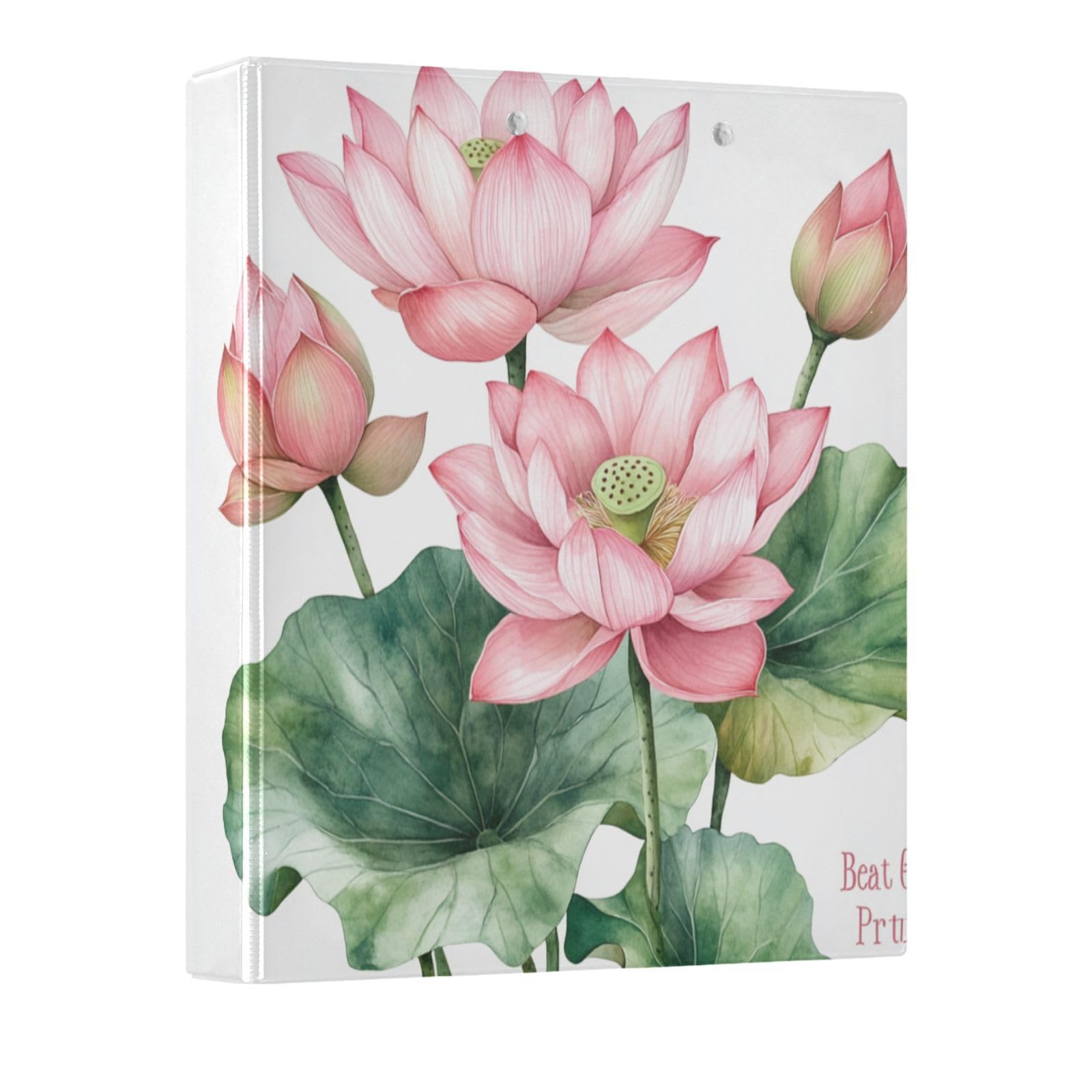CWUPZAY 3 Ring Binder 1 Pack Beautiful Pink Lotus Flowers Binder with 2 Pockets Three Ring Binder with 1.5 inch Round Ring for School or Office