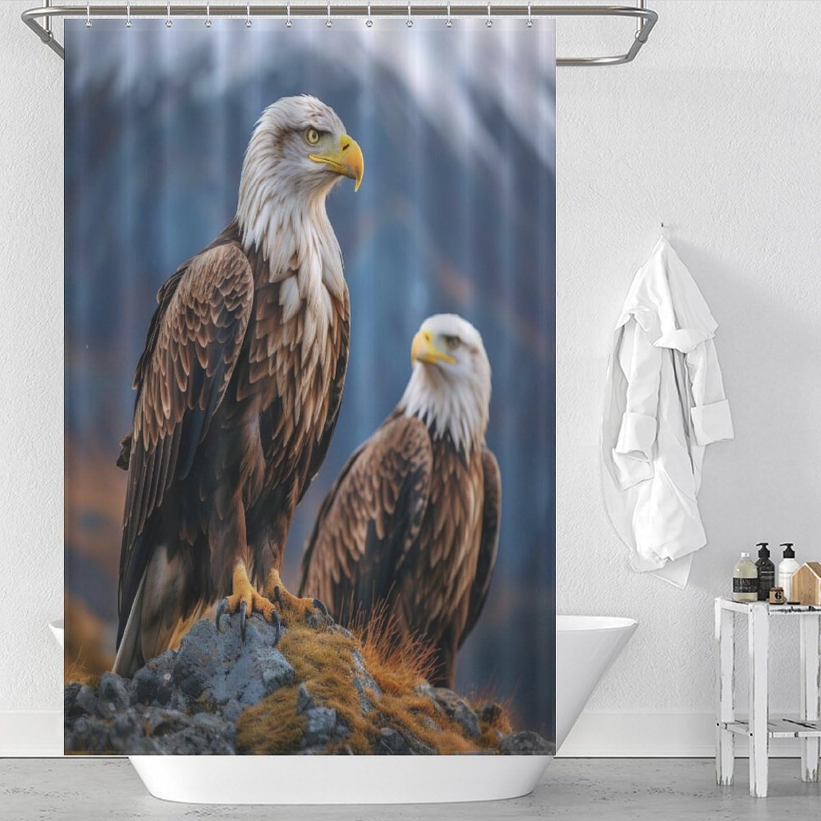 Rideau de douche pour baignoire Eagle 122 x 183 cm avec anneaux de fixation inclus