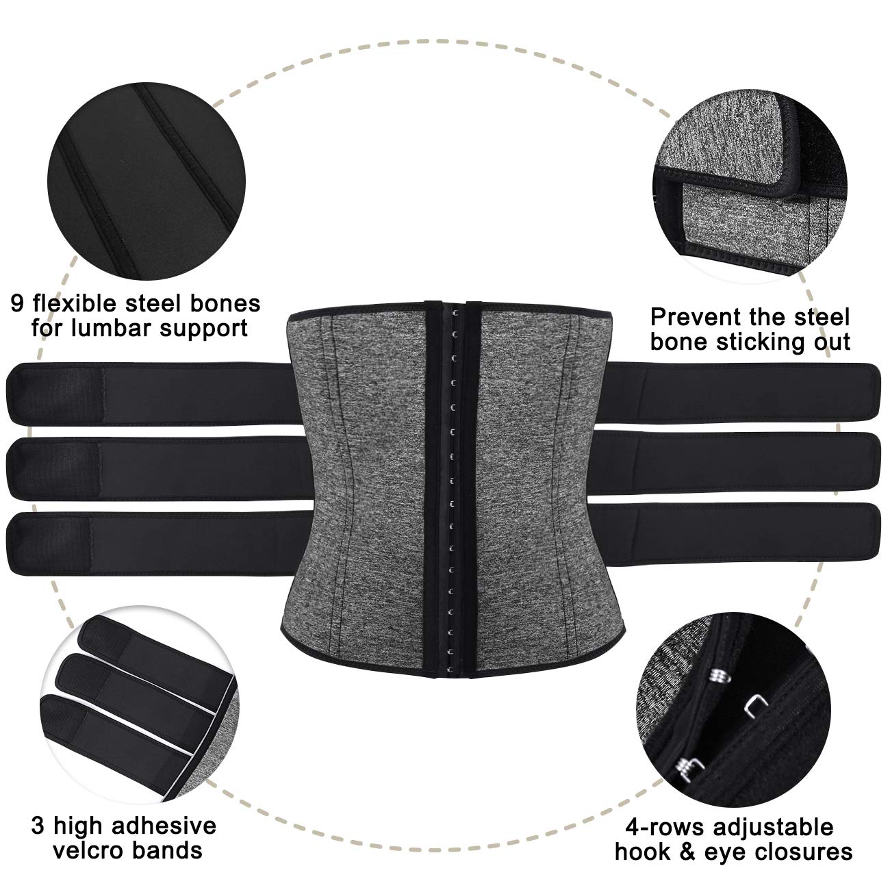 Hidyliu Corset d'entraînement pour homme en néoprène avec ceinture
