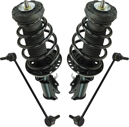 Miniatura 1373 de TRQ Kit de suspensión delantera, conjunto de amortiguadores y resortes, barra estabilizadora, enlace estabilizador compatible con Chevrolet