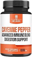 Vista 10 de 210 cápsulas – Suplementos de pimienta de cayena Extracto 10:1 con berberina HCI y bulbo de ajo, hoja de olivo y más – Fórmula combinada