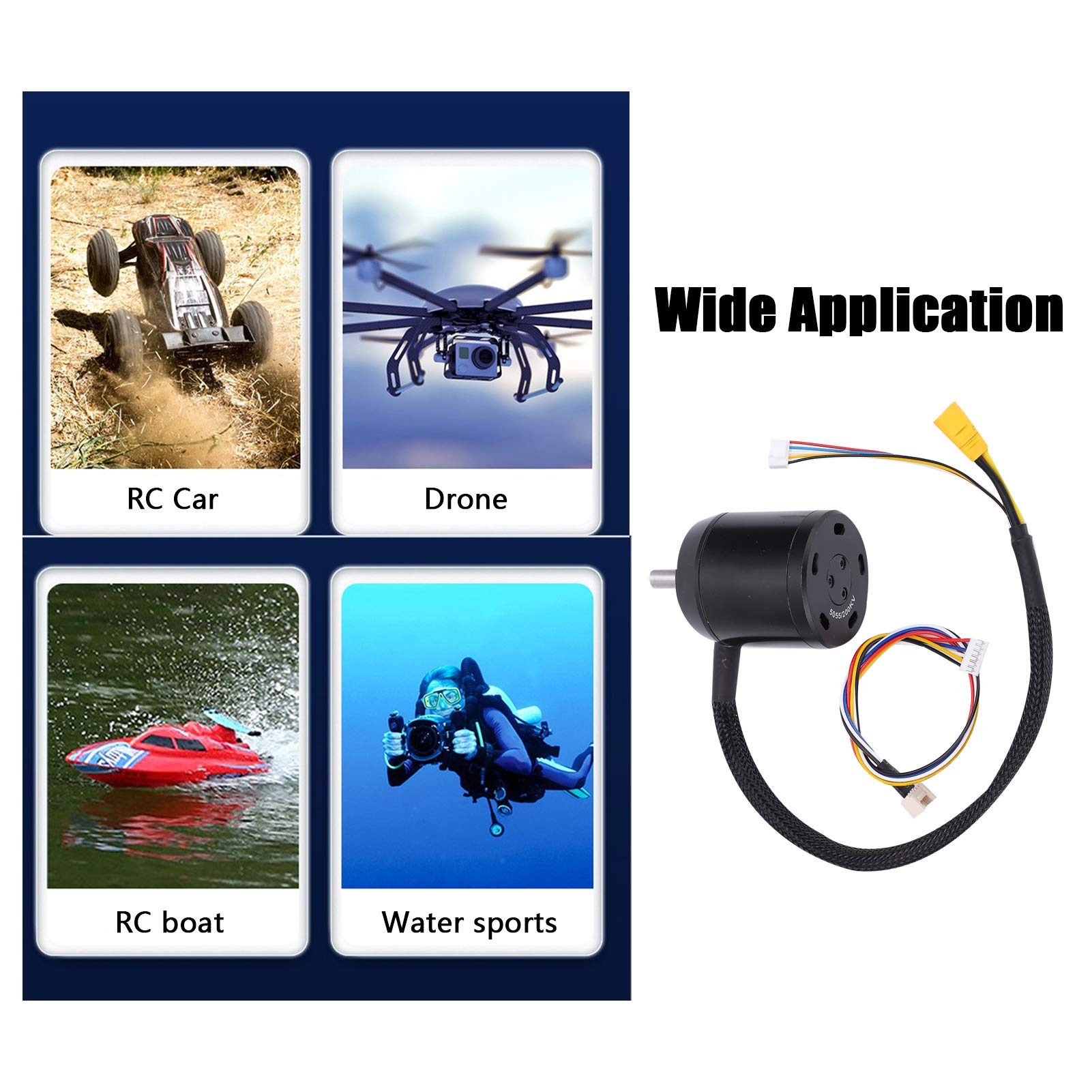 ViaGasaFamido Motor sin escobillas del motor del coche RC, teledirigido para el modelo de coche monopatines Drone impermeable DC36V 200KV 1380W,motor dedicado