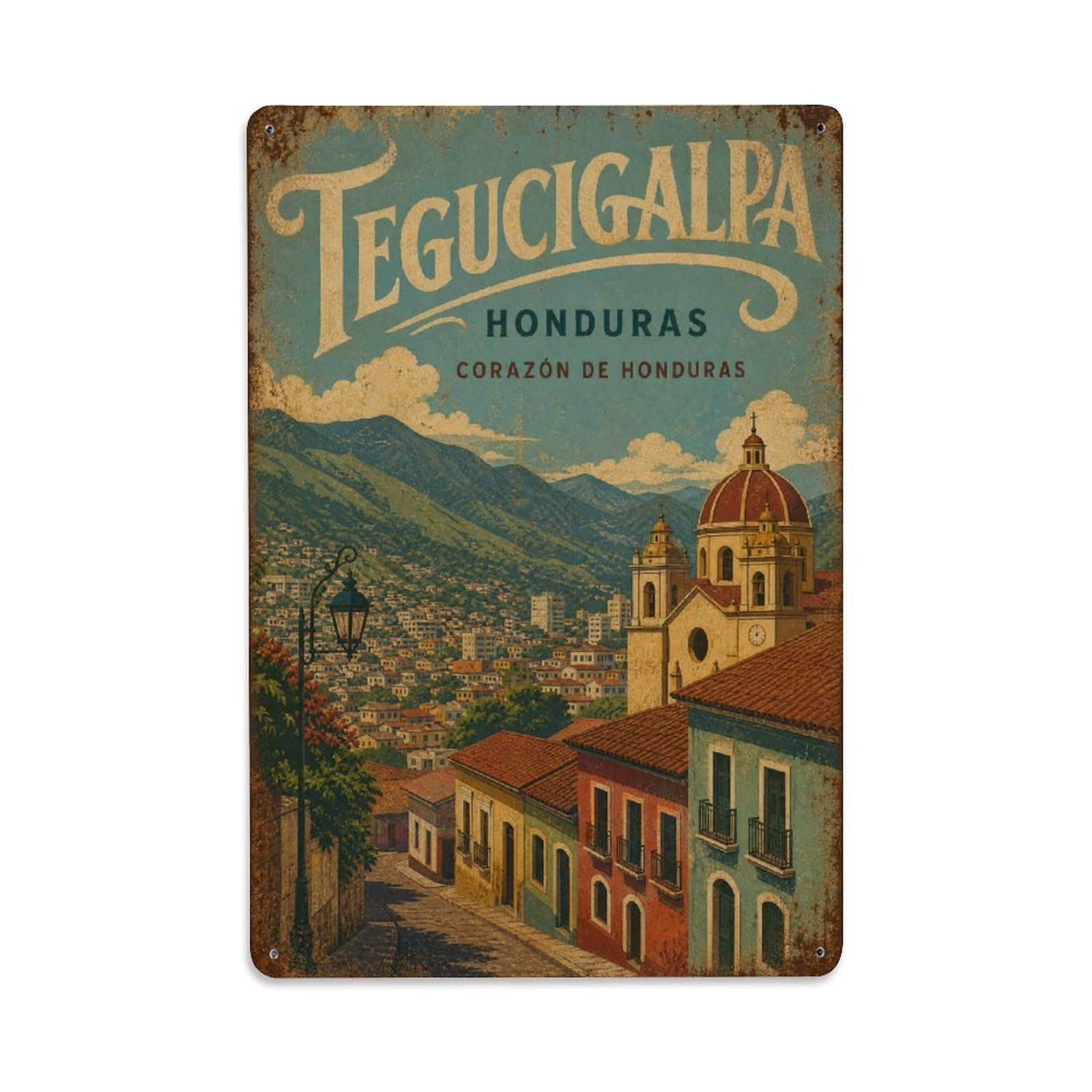 Gead 8X12inch Style Travel Vintage Honduras Tegucigalpa Metal Tin Sign