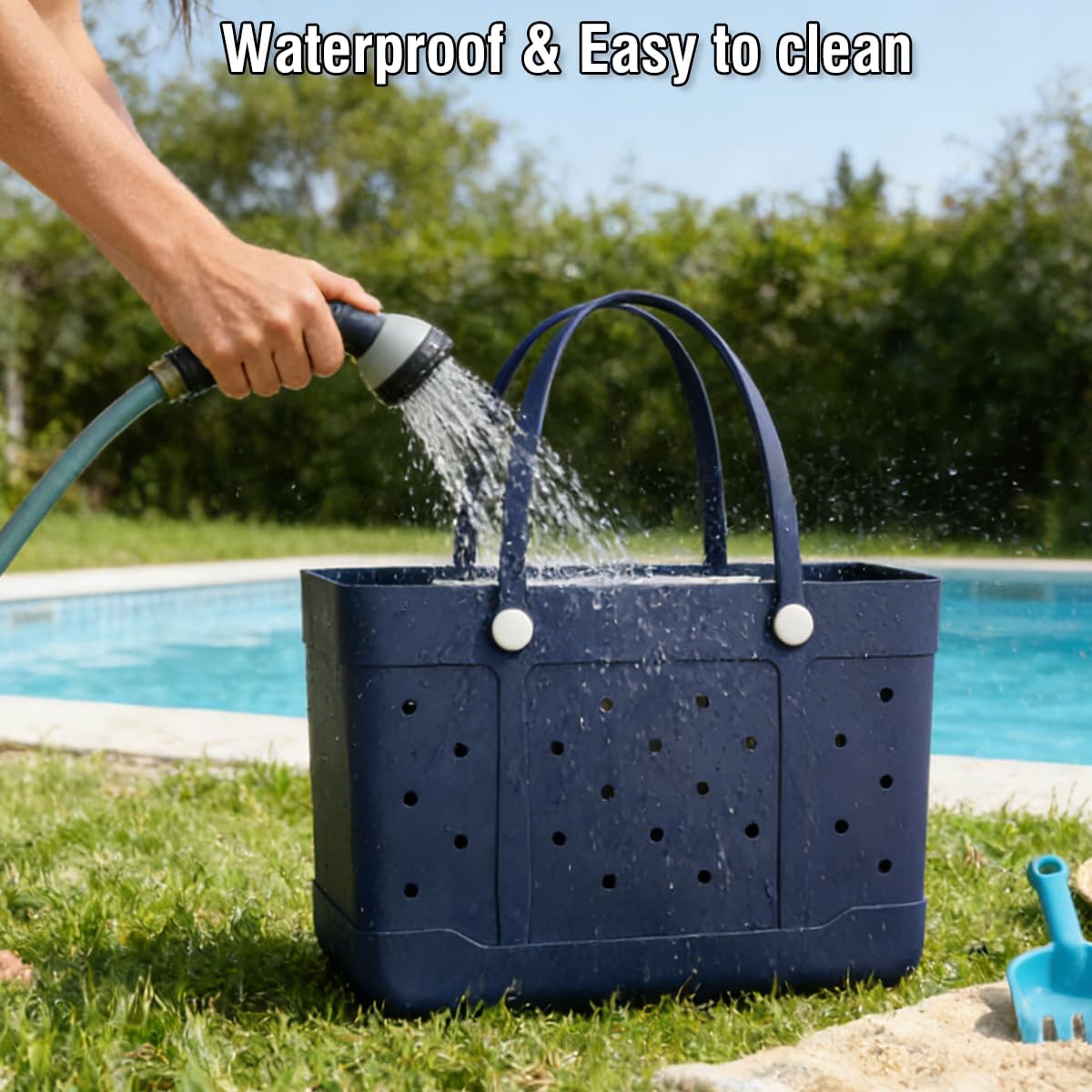 X Large Rubber Tote Bag Rubber Pool Tote Beach Bag, Washable Durable Beach Tote for Travel, Shopping, Sport, Vacation