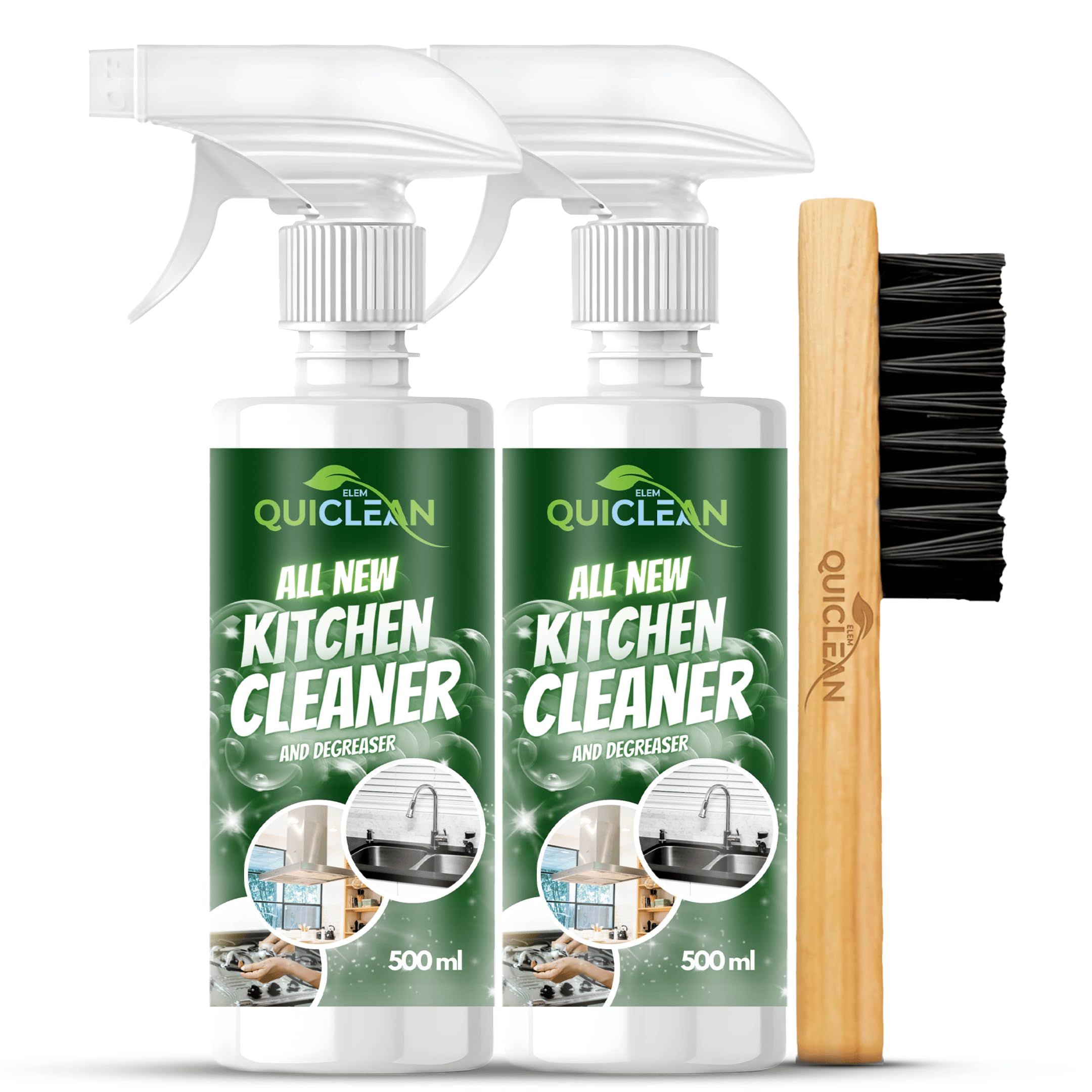 Quiclean All New Kitchen Cleaner & Degreaser Spray 500ml X 2 | For All kitchen Surfaces, Stove, Countertop, Tiles, Chimney & Exhaust Fan| Kitchen Cleaner Spray Oil & Grease Stain Remover | Pack of 2 (B0DDY3PXDZ) Amazon Price History, Amazon Price Tracker