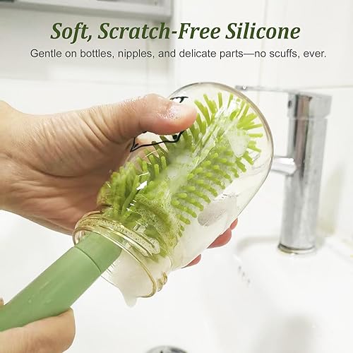 Miniatura 3 de Kit limpiador de biberones de viaje con estuche de almacenamiento, juego de cepillos compactos 6 en 1 para alimentación infantil, piezas de