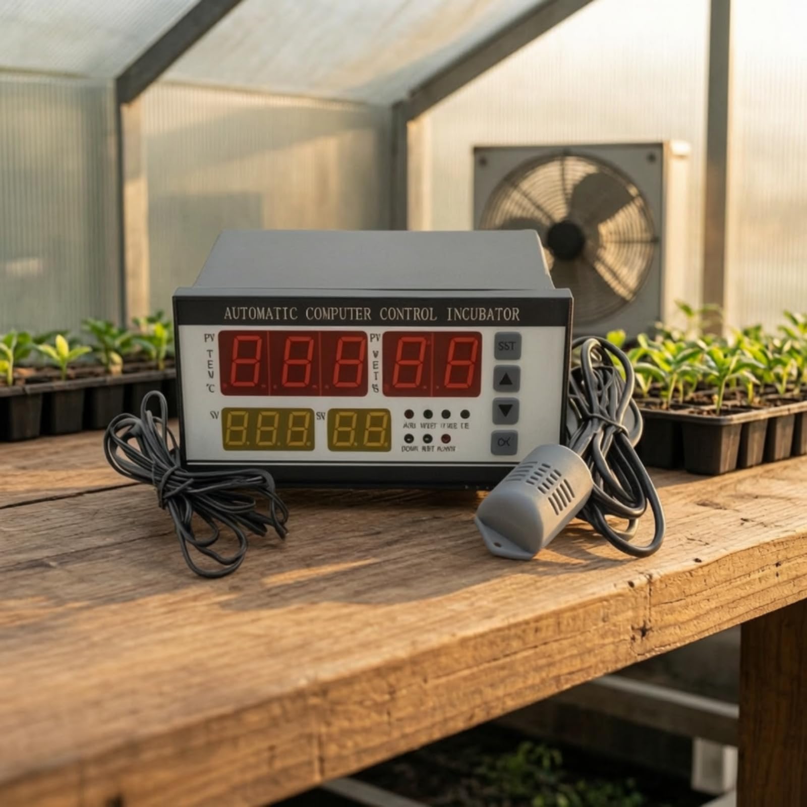 Qianly Regolatore di Temperatura e Umidità Automatico Termostato Igrostato Digitale Elettronico Termostato con Sonda per Allevatori, ZL-7918A