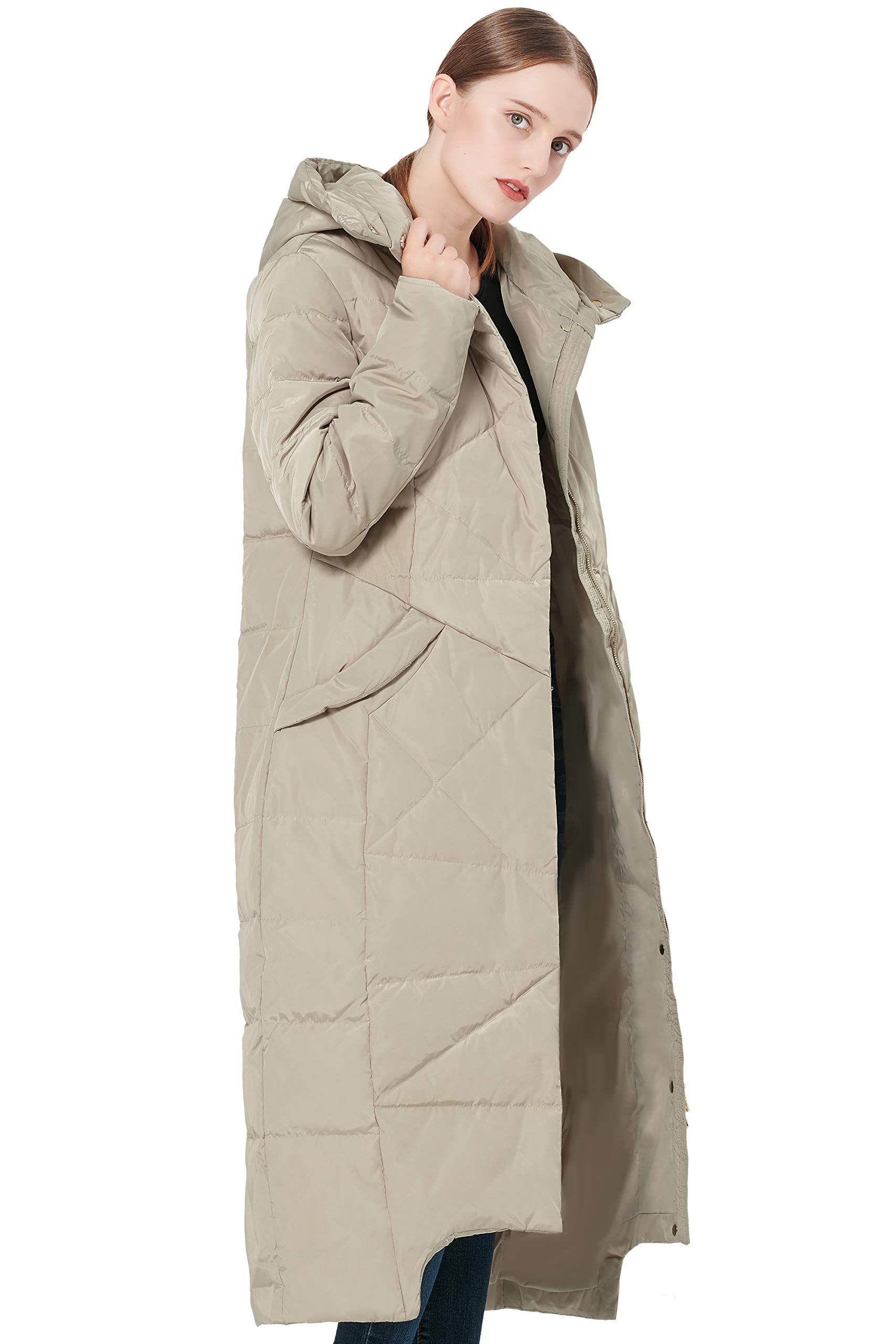 Orolay Chaqueta Larga de Invierno con Capucha y Plumón Acolchado para Mujer