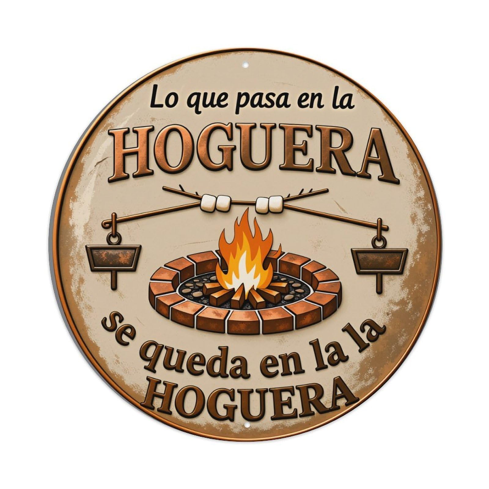 Campfire Roasting Marshmallows Night Gathering Fire Round Tin Sign Vintage Style Metal Sign Home Bar Garden Wall Plaque Decor Metal Poster 8x8 Inch