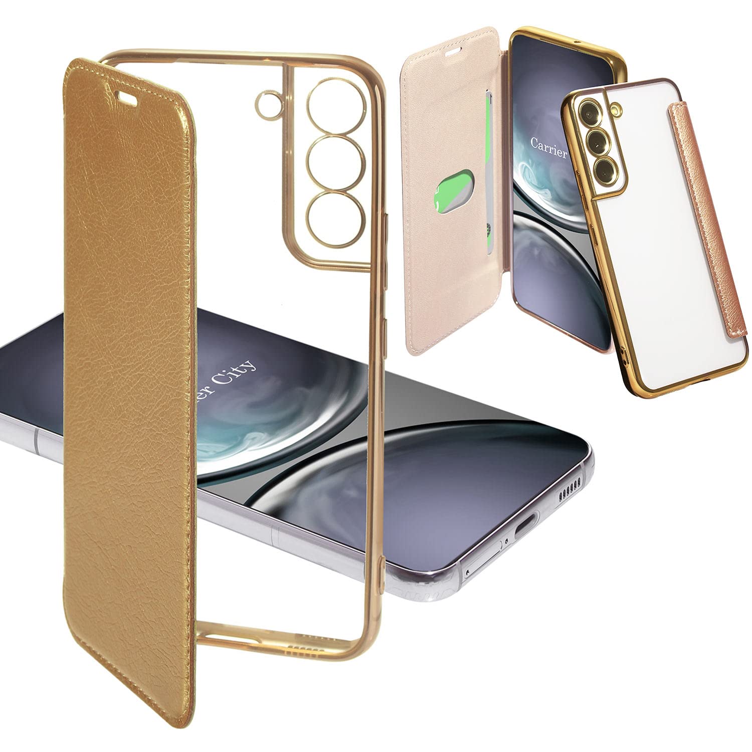 Amazon.co.jp: Carrier-City galaxy s22 ケース 手帳型 クリアケース 